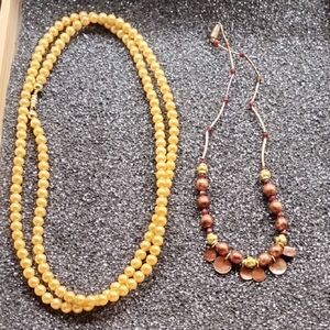 Beautiful Yellowish Gold and‎ Brown Beaded Necklace